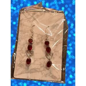 Red Stone Dangle Earrings